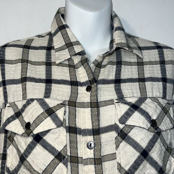 CURRENT/ELLIOT Gable Green Woodland Plaid The Perfect Button Up Shirt-0/XS - Picture 3 of 9